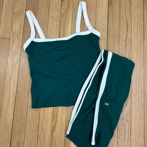 Splits59 Green and White Leggings Set